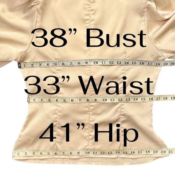 ASTR The Label Cream Satin Puff Sleeve Blouse Sz L - Picture 8 of 11